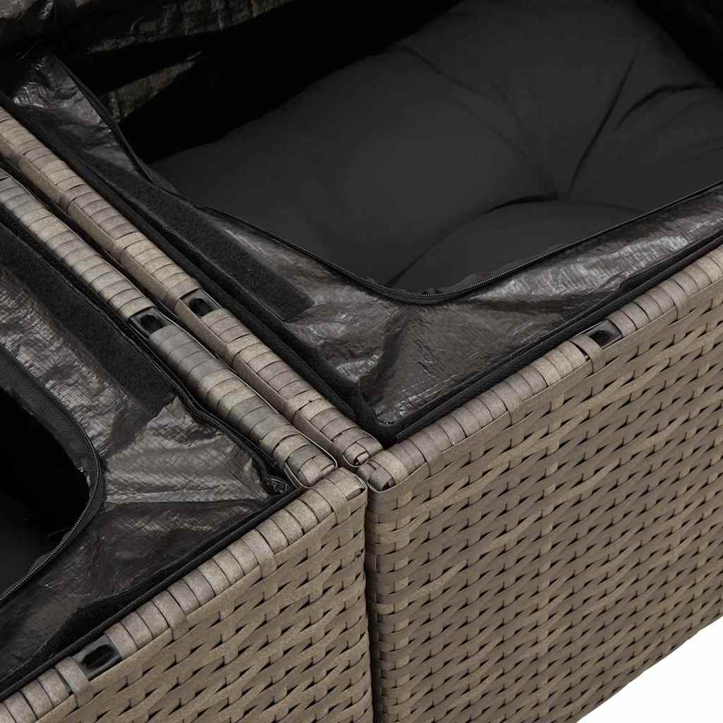 Garden Sofa with Cushion Grey 120 x 62 x 69cm Poly Rattan