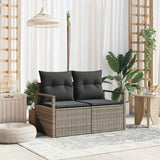 Garden Sofa with Cushion Grey 120 x 62 x 69cm Poly Rattan