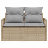 Garden Sofa with Cushion Beige 120 x 62 x 69cm Poly Rattan