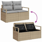 Garden Sofa with Cushion Beige 120 x 62 x 69cm Poly Rattan
