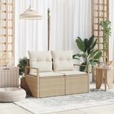 Garden Sofa with Cushion Beige 120 x 62 x 69cm Poly Rattan