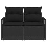 Garden Sofa with Cushion Black 120 x 62 x 69cm Poly Rattan