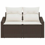 Garden Sofa with Cushion Brown 123 x 62 x 69cm Poly Rattan