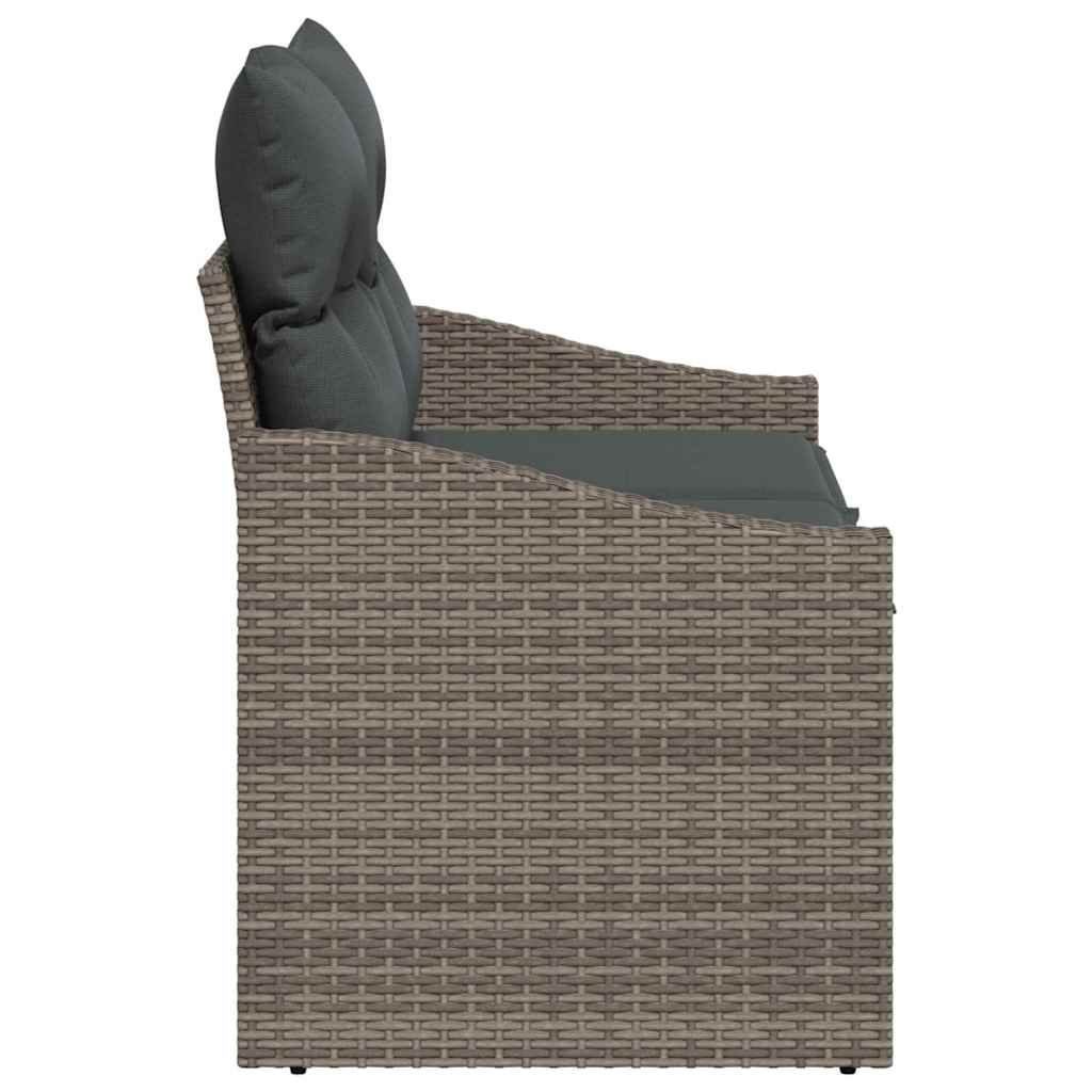 Garden Sofa with Cushion Grey 123 x 62 x 69cm Poly Rattan
