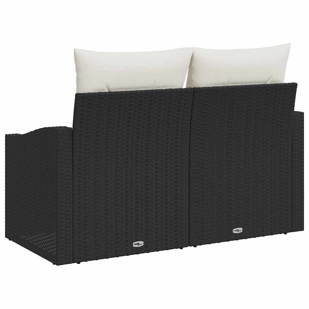 Garden Sofa with Cushion Black 123 x 62 x 69cm Poly Rattan