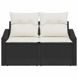 Garden Sofa with Cushion Black 123 x 62 x 69cm Poly Rattan