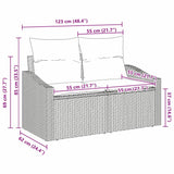 Garden Sofa with Cushion Black 123 x 62 x 69cm Poly Rattan