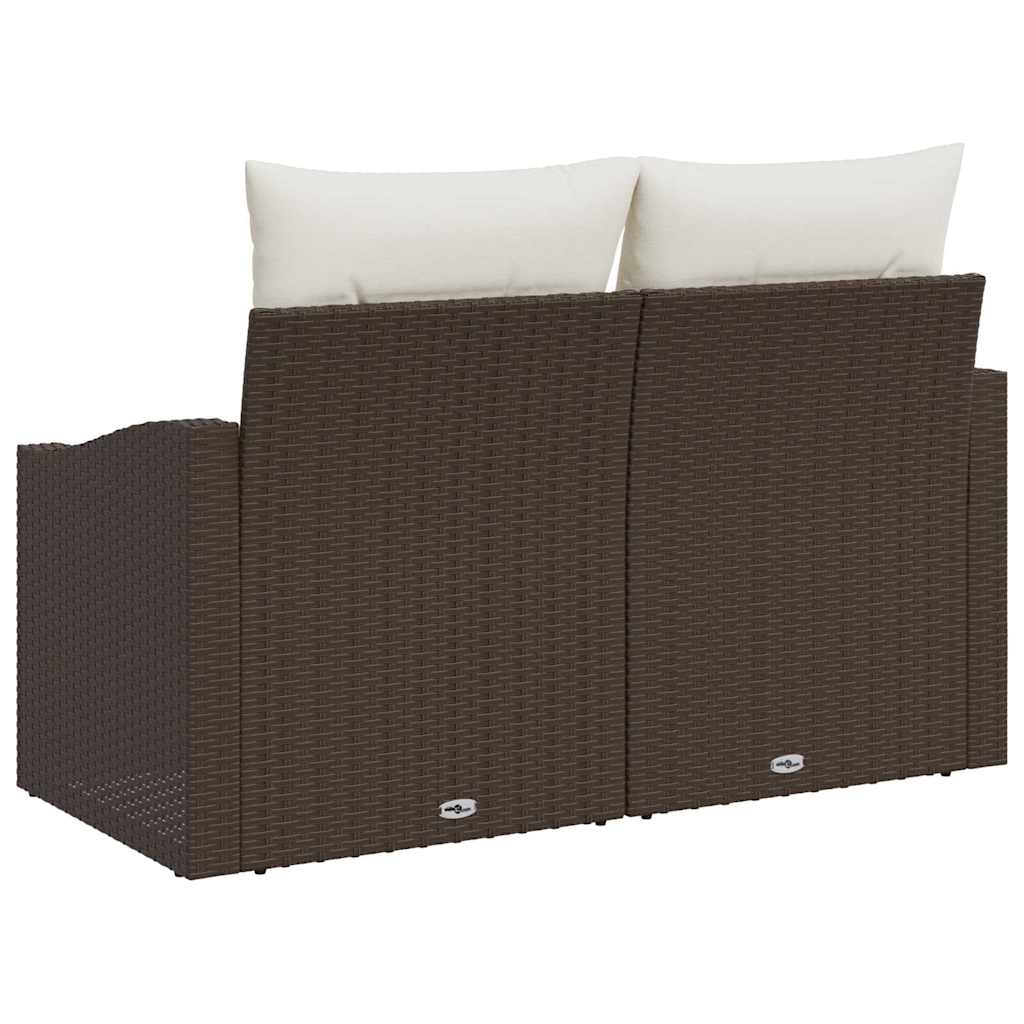 Garden Sofa with Cushion Brown 123 x 62 x 69cm Poly Rattan