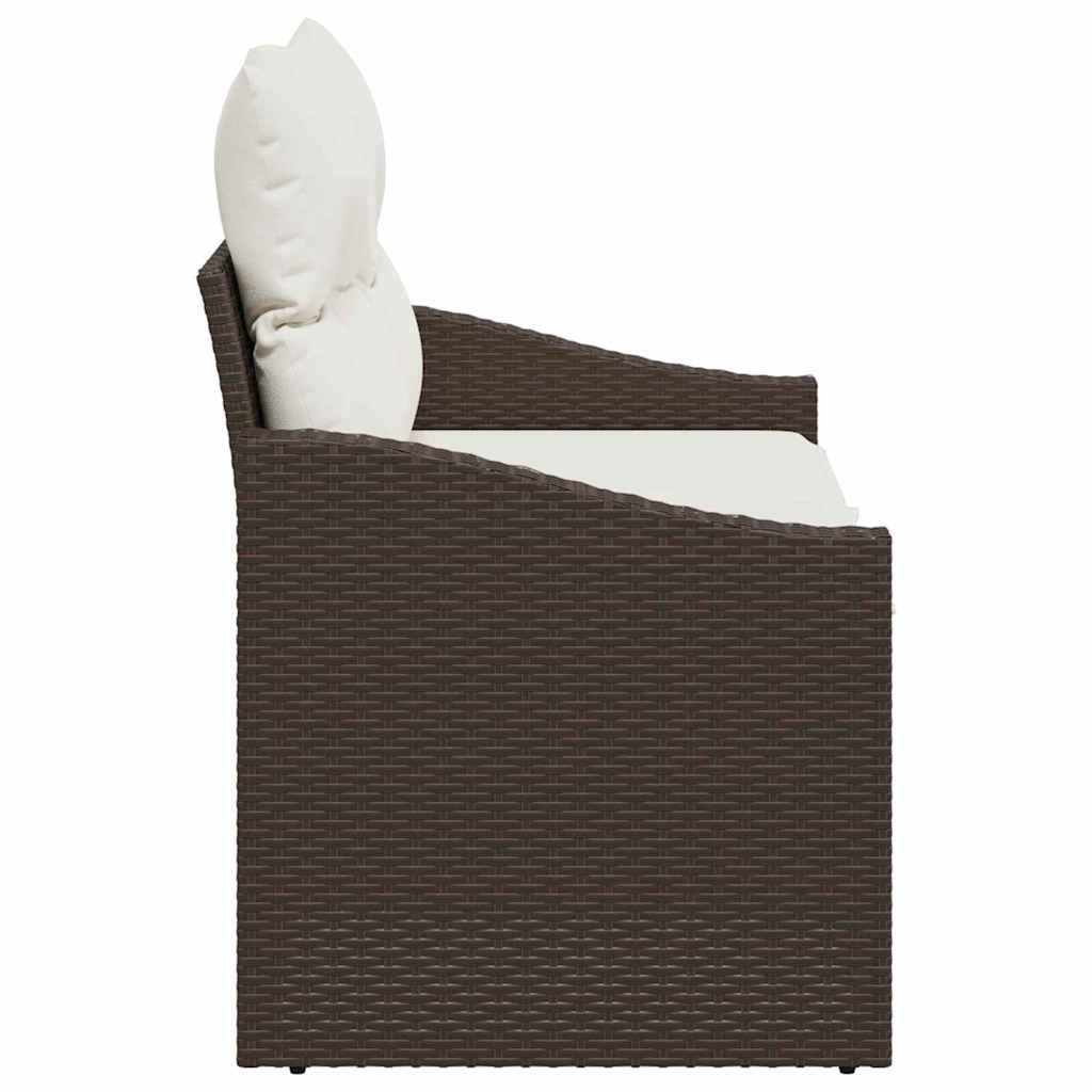Garden Sofa with Cushion Brown 123 x 62 x 69cm Poly Rattan