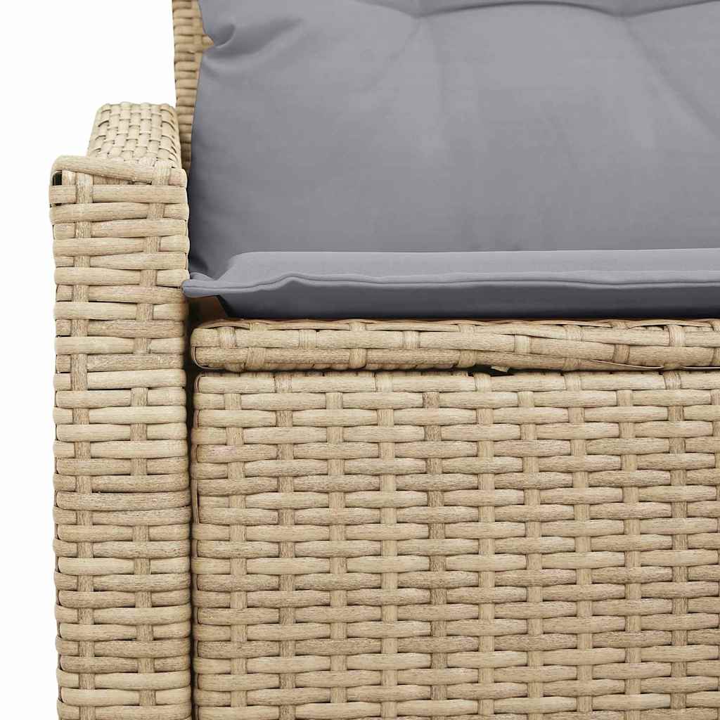 Garden Sofa with Cushion Beige 123 x 62 x 69cm Poly Rattan