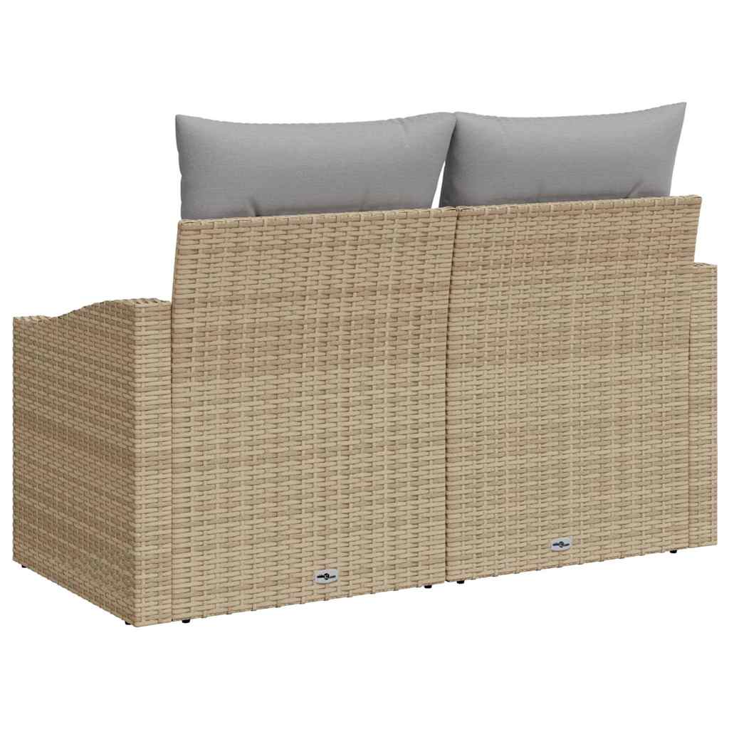 Garden Sofa with Cushion Beige 123 x 62 x 69cm Poly Rattan
