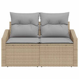 Garden Sofa with Cushion Beige 123 x 62 x 69cm Poly Rattan