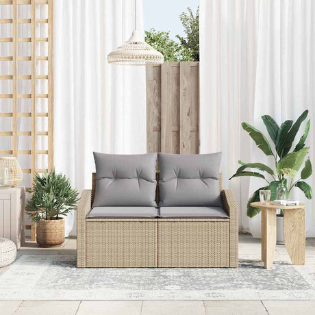 Garden Sofa with Cushion Beige 123 x 62 x 69cm Poly Rattan