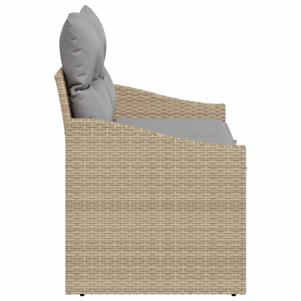Garden Sofa with Cushion Beige 123 x 62 x 69cm Poly Rattan