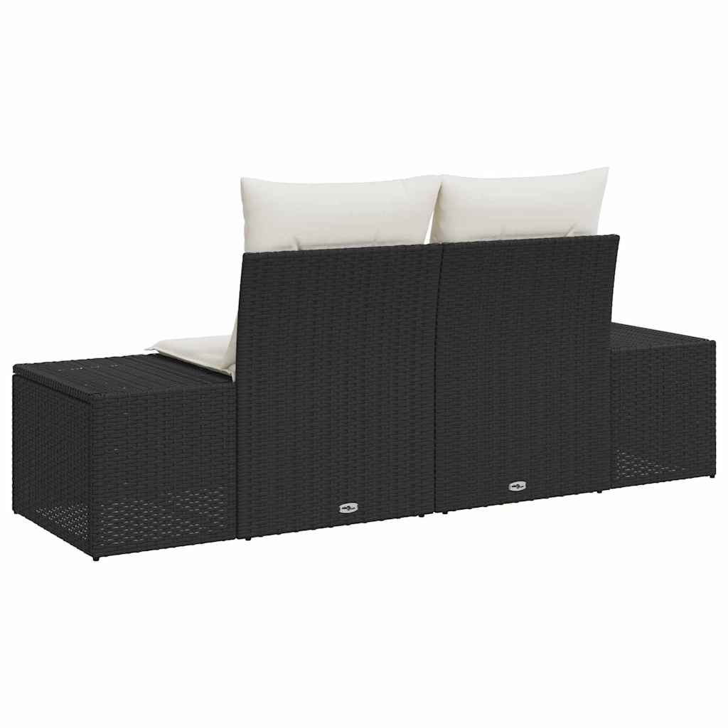 Garden Sofa with Cushion Black 123 x 62 x 69cm Poly Rattan