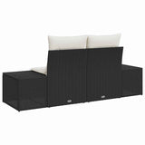 Garden Sofa with Cushion Black 123 x 62 x 69cm Poly Rattan