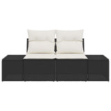 Garden Sofa with Cushion Black 123 x 62 x 69cm Poly Rattan