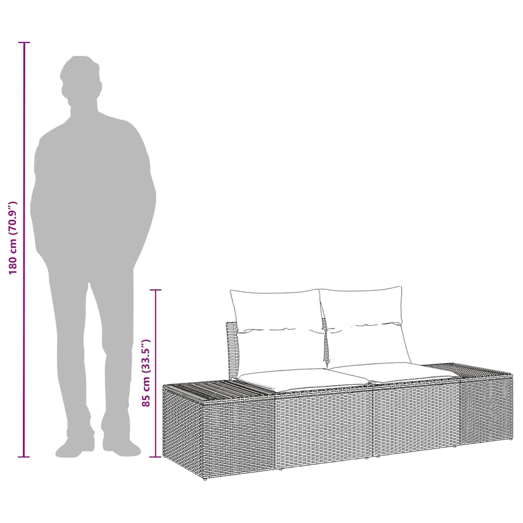 Garden Sofa with Cushion Beige 123 x 62 x 69cm Poly Rattan