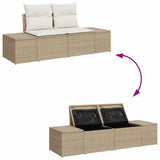 Garden Sofa with Cushion Beige 123 x 62 x 69cm Poly Rattan