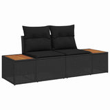 Garden Sofa Black 184 x 62 x 85cm Poly Rattan