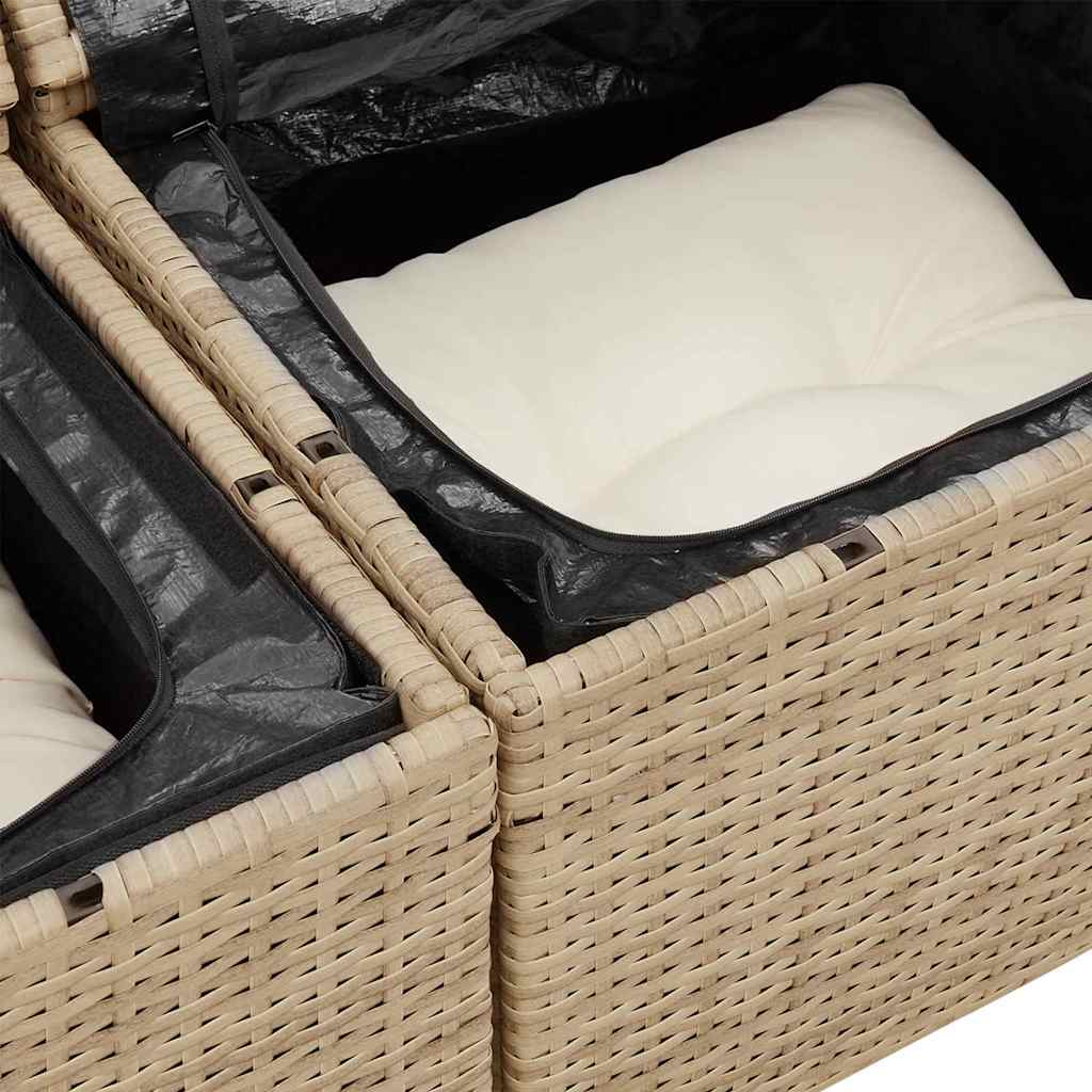Garden Sofa Beige 184 x 62 x 85cm Poly Rattan