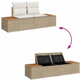 Garden Sofa Beige 184 x 62 x 85cm Poly Rattan