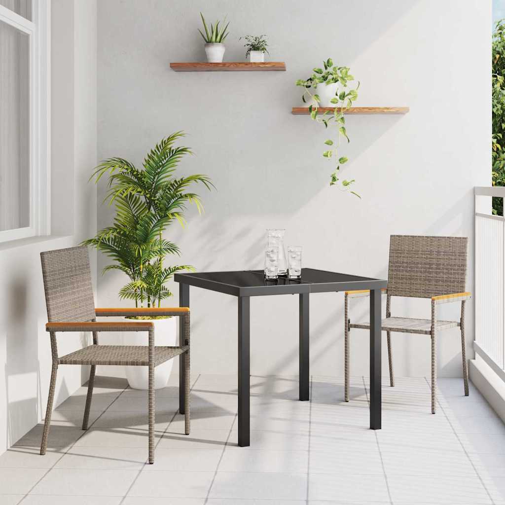 Garden Stacking Chairs 2 pcs Grey and Brown