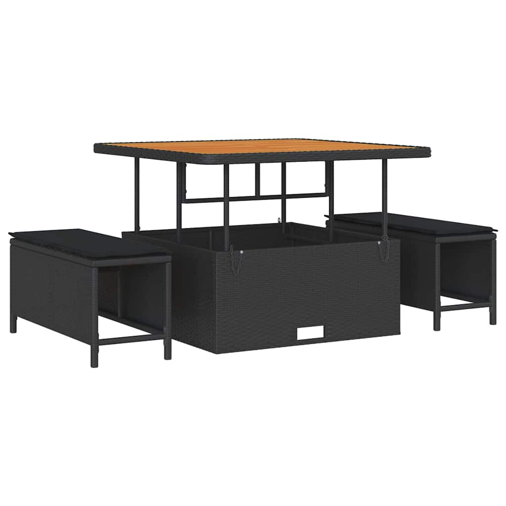 Garden Dining Set 3 pcs Black Poly rattan