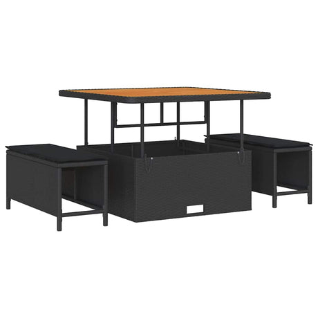 Garden Dining Set 3 pcs Black Poly rattan
