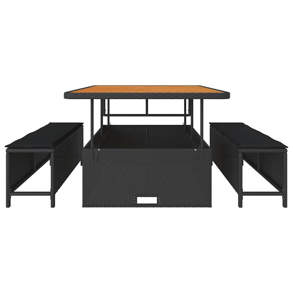 Garden Dining Set 3 pcs Black Poly rattan