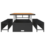 Garden Dining Set 3 pcs Black Poly rattan