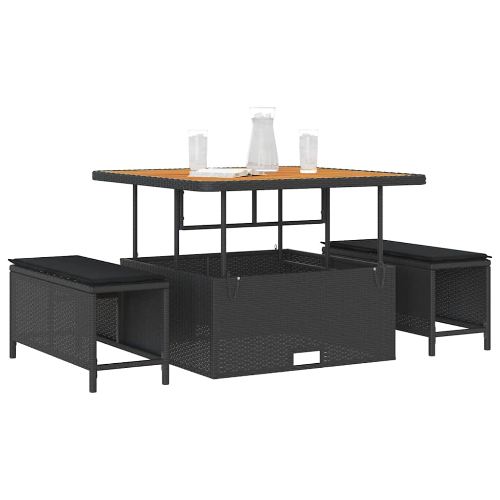 Garden Dining Set 3 pcs Black Poly rattan