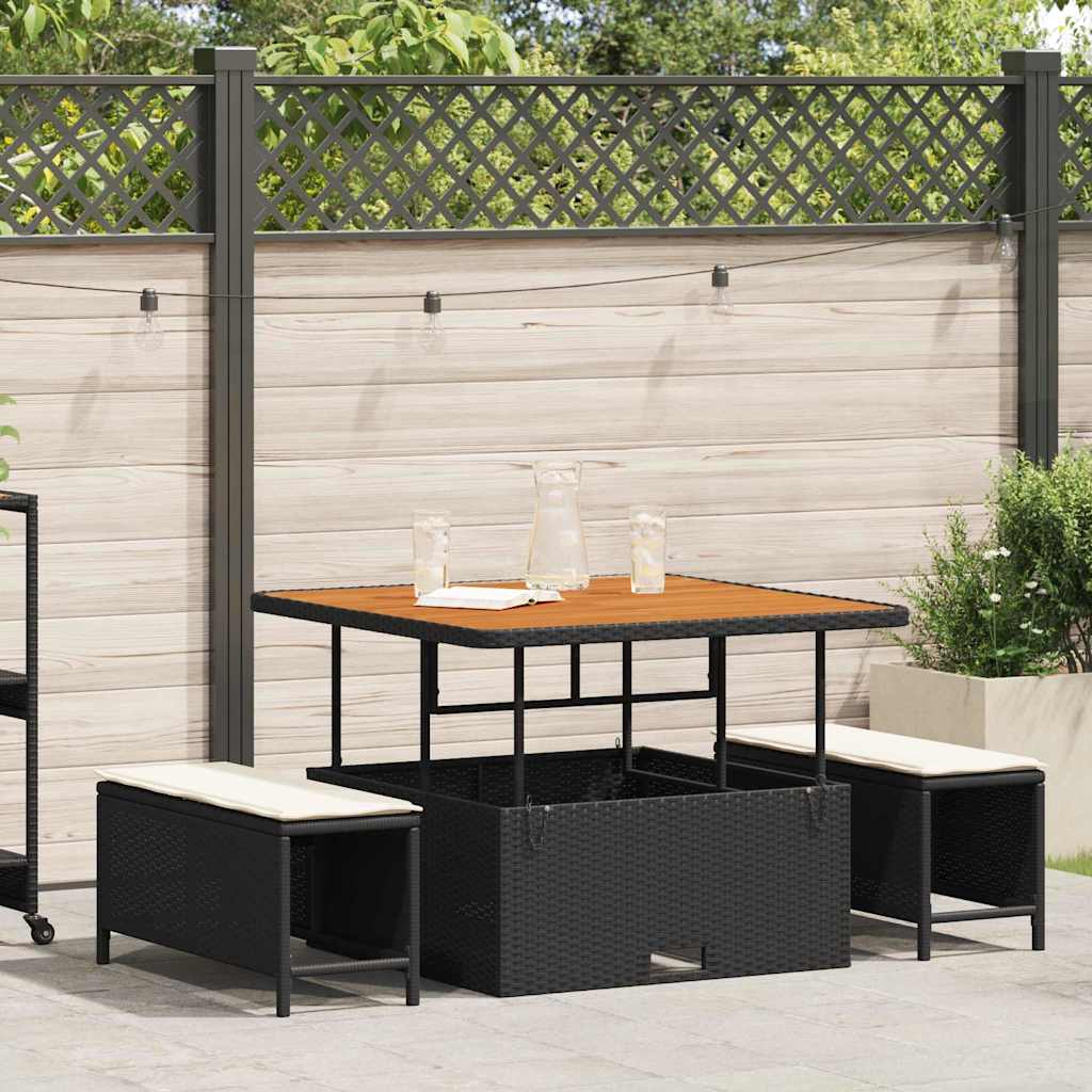 Garden Dining Set 3 pcs Black Poly rattan