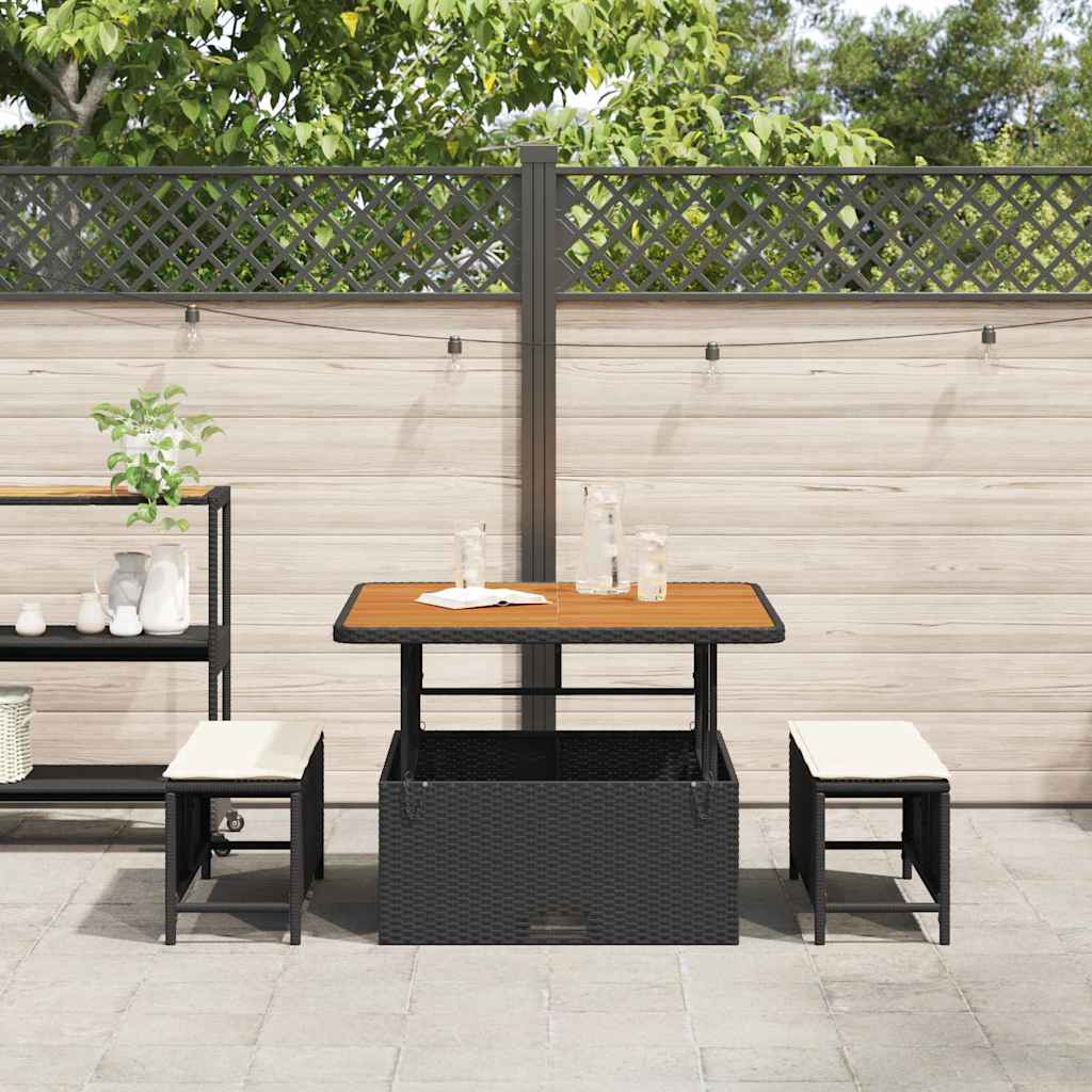 Garden Dining Set 3 pcs Black Poly rattan