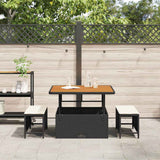 Garden Dining Set 3 pcs Black Poly rattan