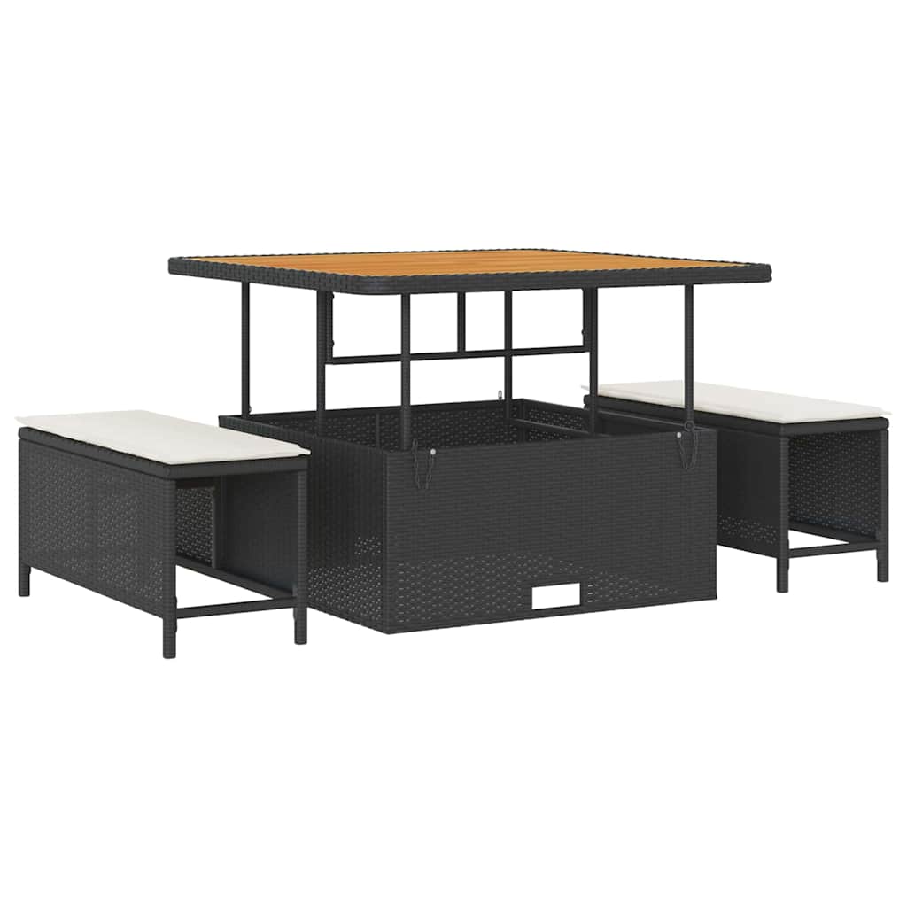Garden Dining Set 3 pcs Black Poly rattan
