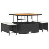 Garden Dining Set 3 pcs Black Poly rattan