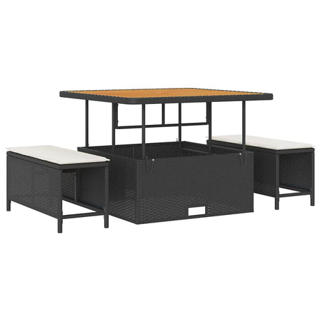 Garden Dining Set 3 pcs Black Poly rattan