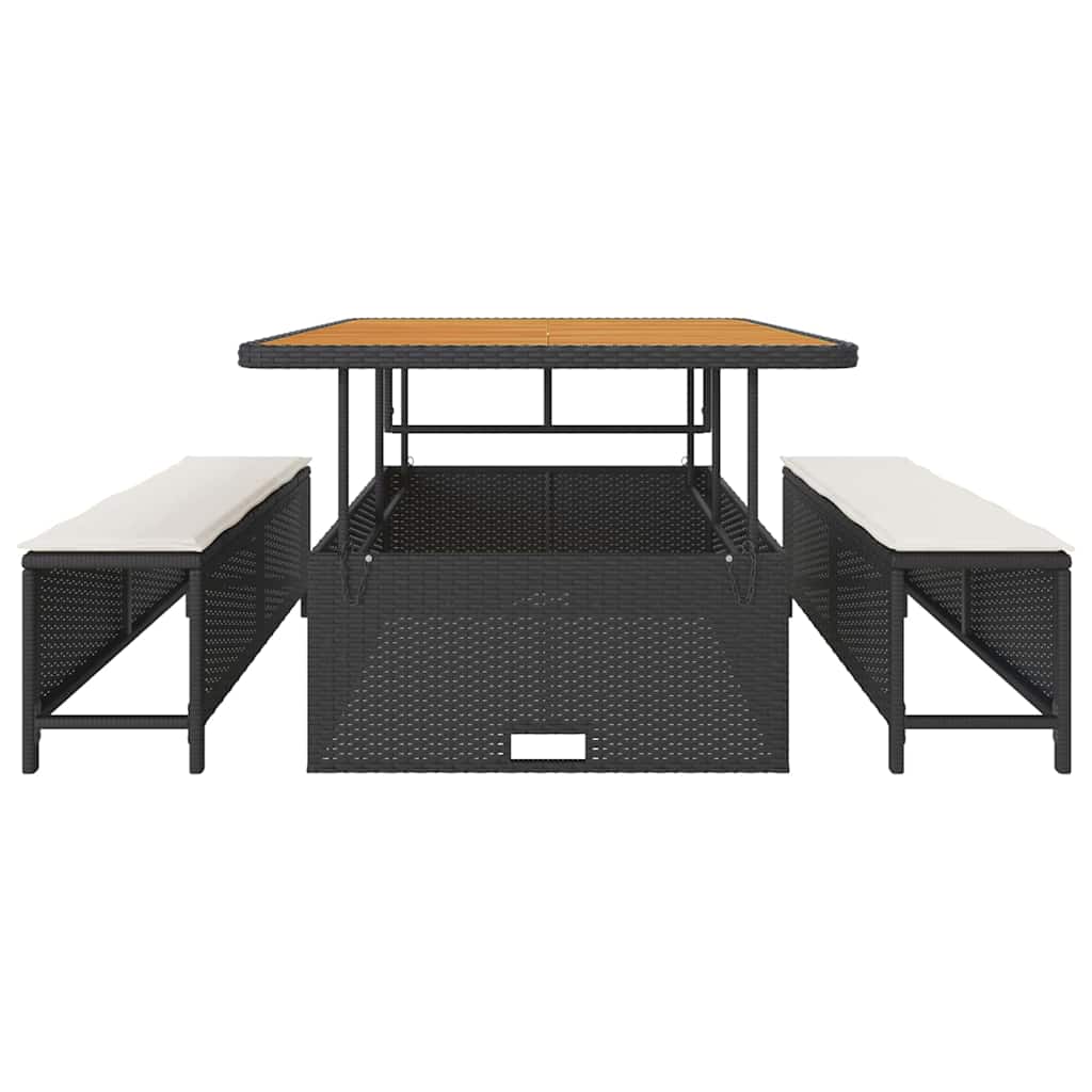 Garden Dining Set 3 pcs Black Poly rattan