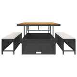 Garden Dining Set 3 pcs Black Poly rattan