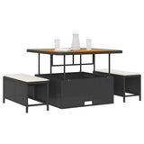 Garden Dining Set 3 pcs Black Poly rattan
