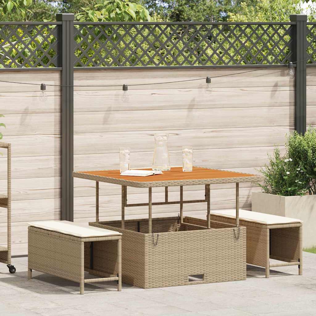 Garden Dining Set 3 pcs Beige Poly rattan