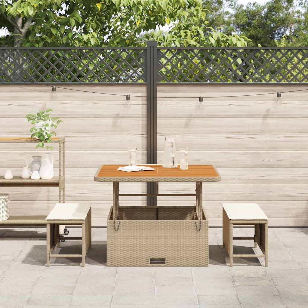 Garden Dining Set 3 pcs Beige Poly rattan