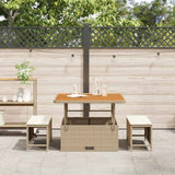 Garden Dining Set 3 pcs Beige Poly rattan