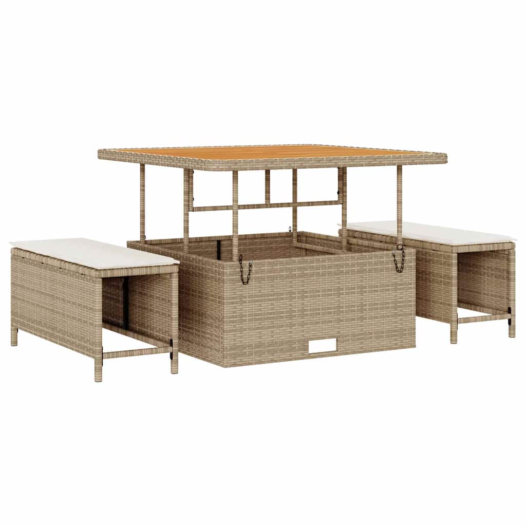 Garden Dining Set 3 pcs Beige Poly rattan