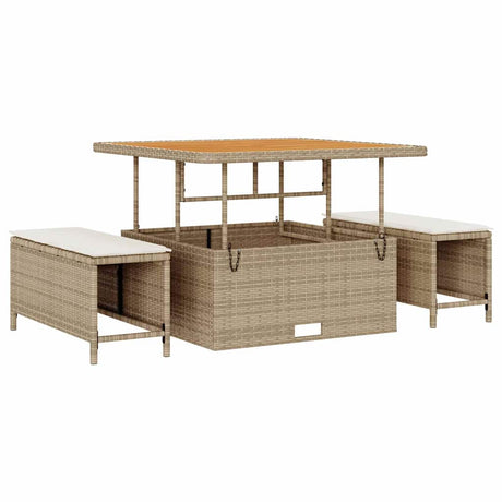 Garden Dining Set 3 pcs Beige Poly rattan