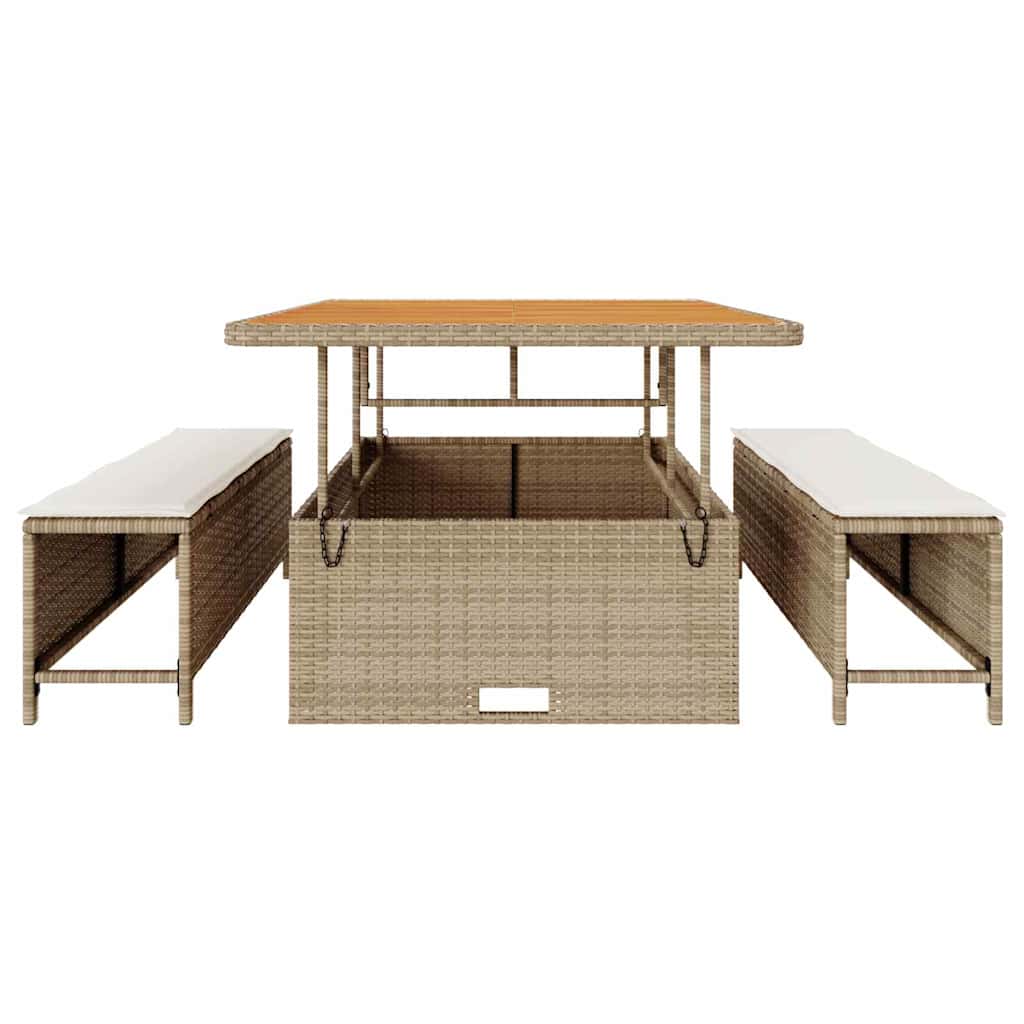 Garden Dining Set 3 pcs Beige Poly rattan