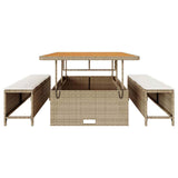 Garden Dining Set 3 pcs Beige Poly rattan