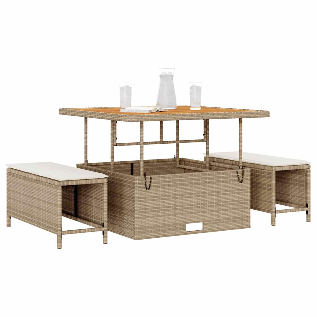 Garden Dining Set 3 pcs Beige Poly rattan