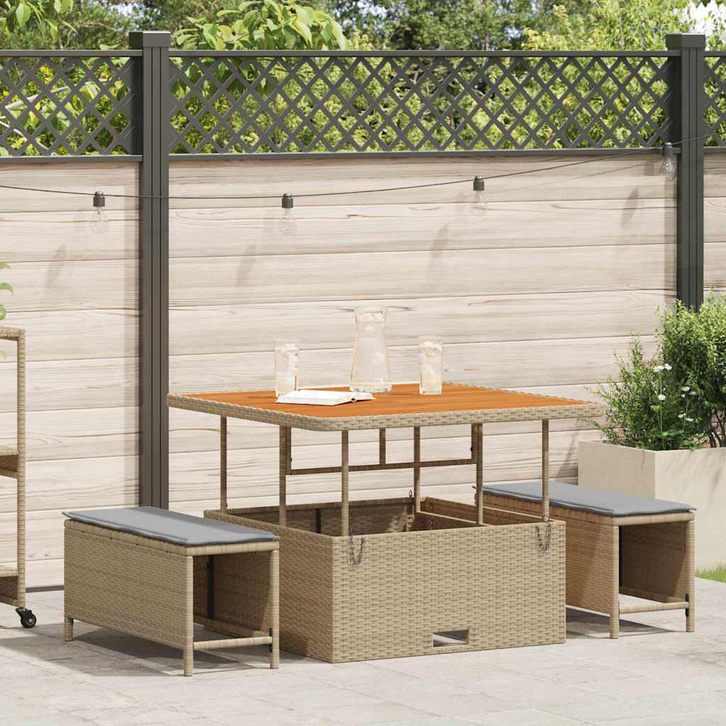 Garden Dining Set 3 pcs Beige Poly rattan